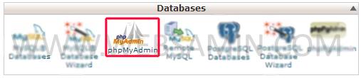 انتخاب گزینه phpMyadmin