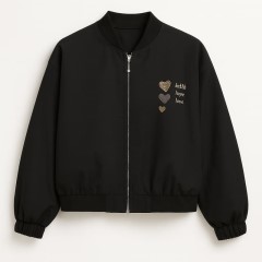 بامبر زنانه گلدوزی 3 قلب - مشکی