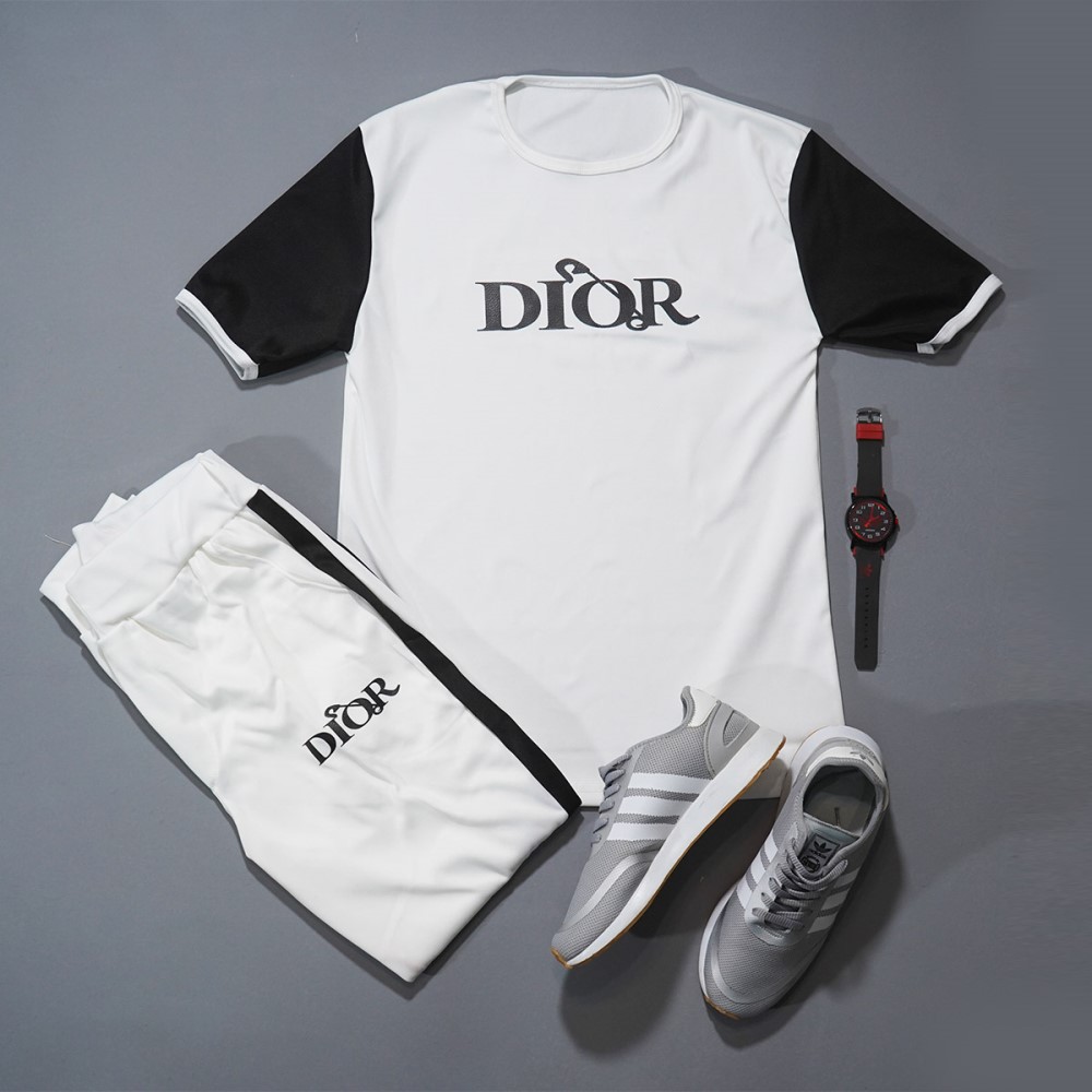 ست تیشرت شلوار سفید مردانه مدل Dior