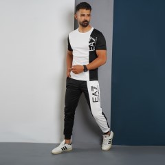ست تیشرت شلوار EA7 سفید مشکی مدلWE82