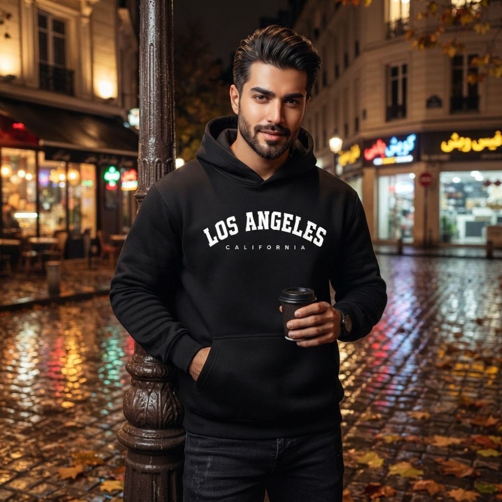 هودی کلاهدار و جیب دار مردانه زنانه مدل Los Angeles